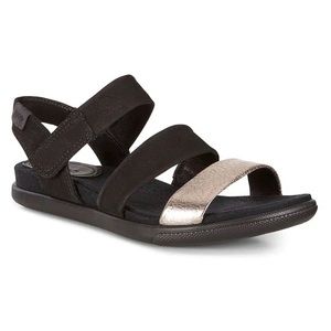 Ecco Damara Leather Strappy Metallic Sandals 9